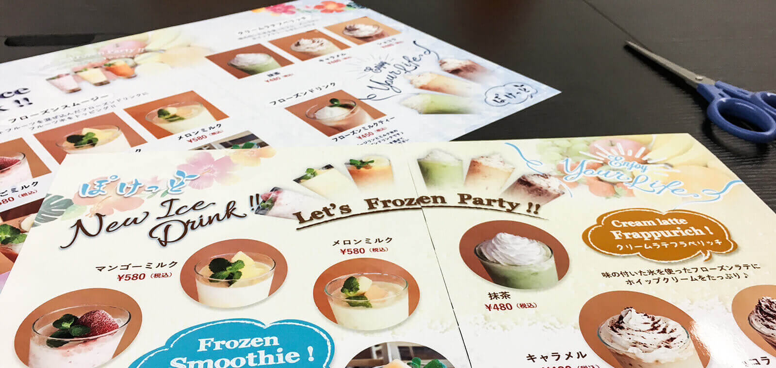 カフェのメニュー表の制作 名古屋 愛知の看板 Web制作会社ゾッド