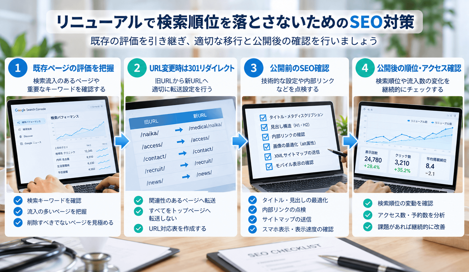 リニューアルでGoogleの検索順位を落とさないためのSEO対策