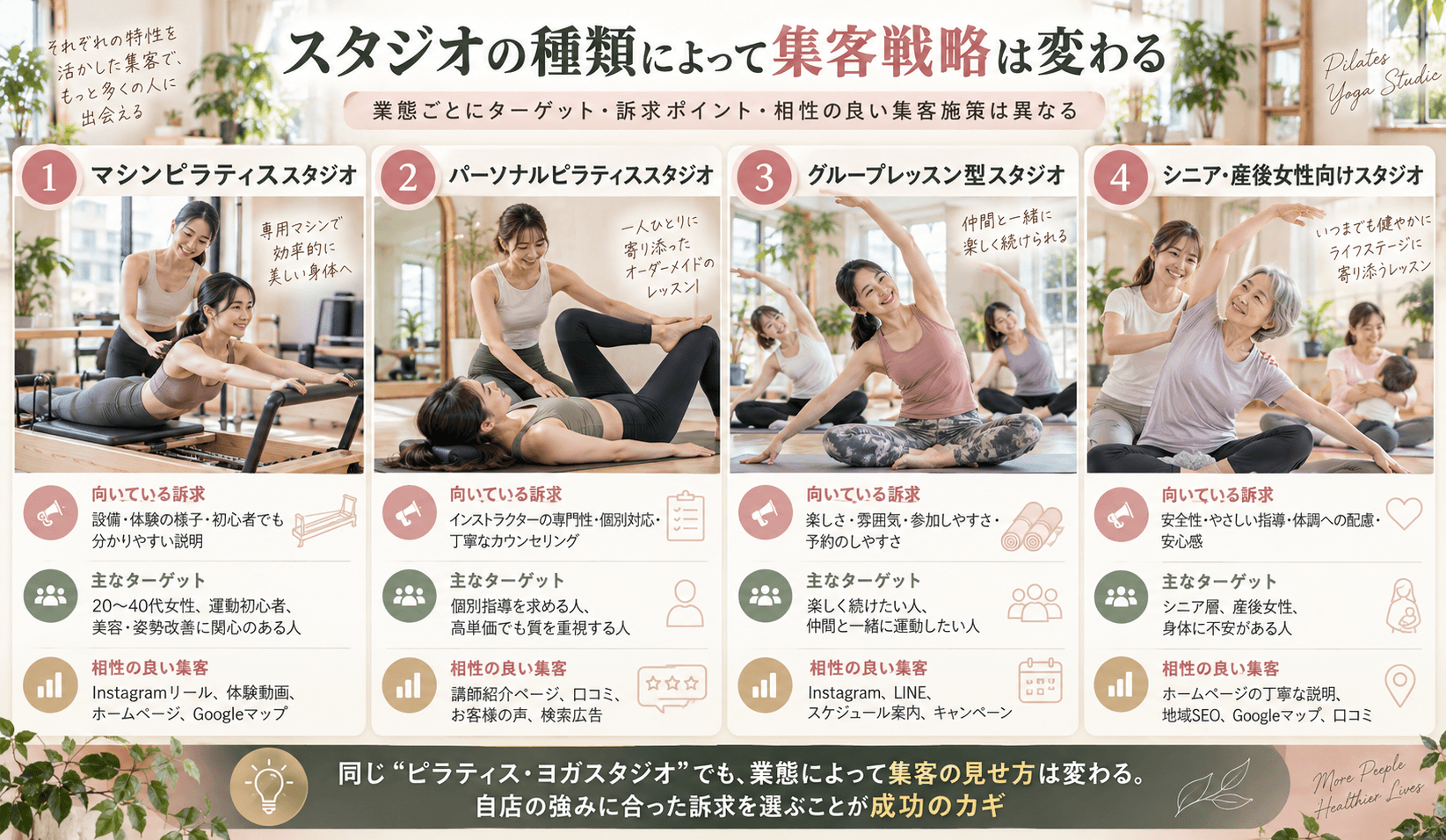 スタジオの種類によって集客戦略は変わる